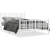 Letto matrimoniale | Letto per adulti | Giroletto con Testiera e Pediera Metallo Bianco 140x200 cm