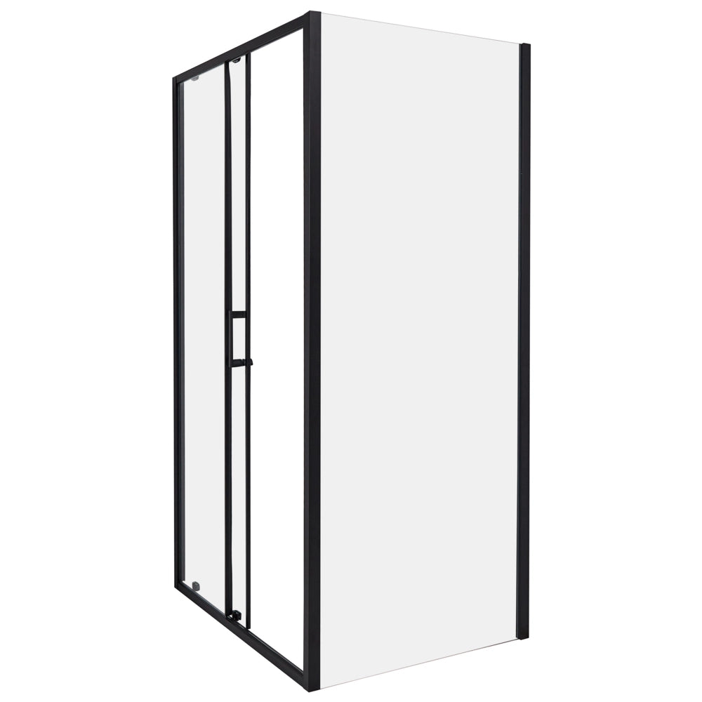 Box Doccia Vetro Temperato nero Cornice Alluminio Anta Singola 80x100x185cm