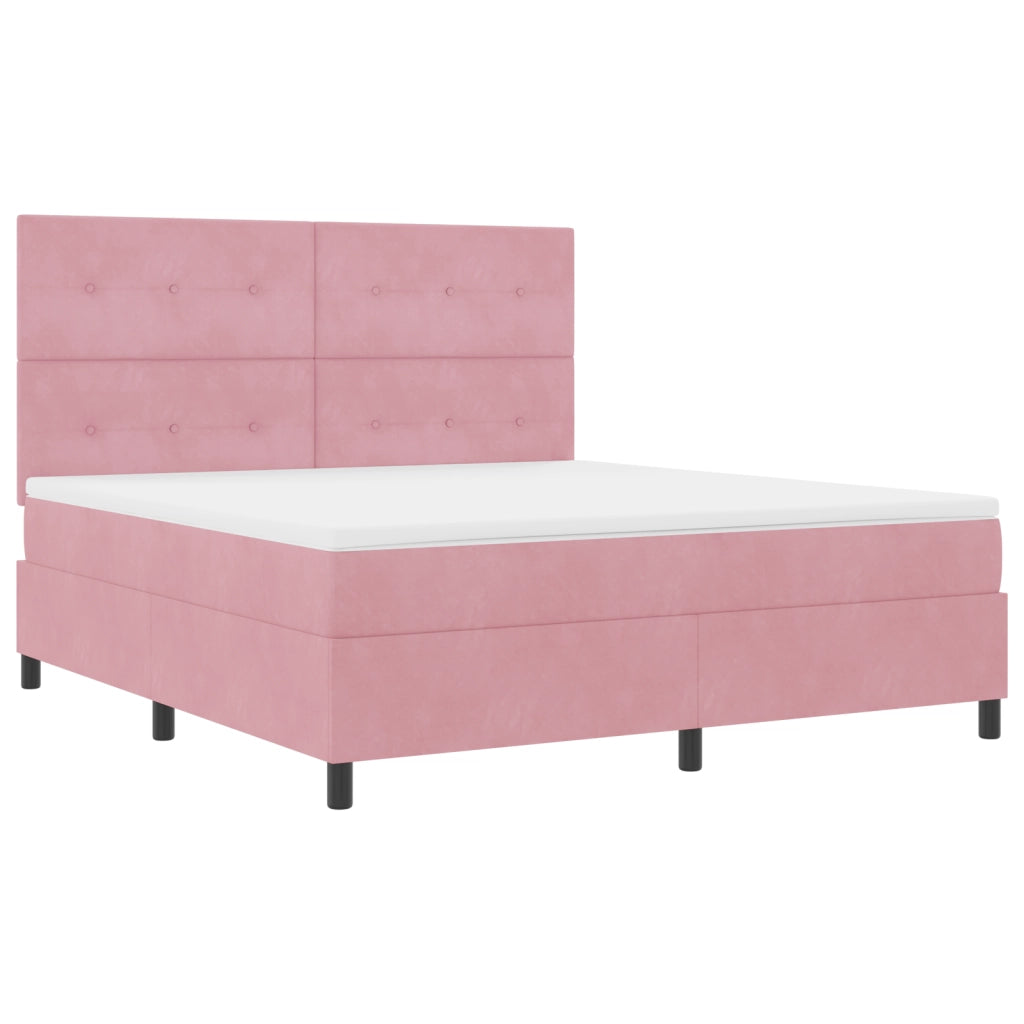 letto a molle  con materasso rosa super king in velluto