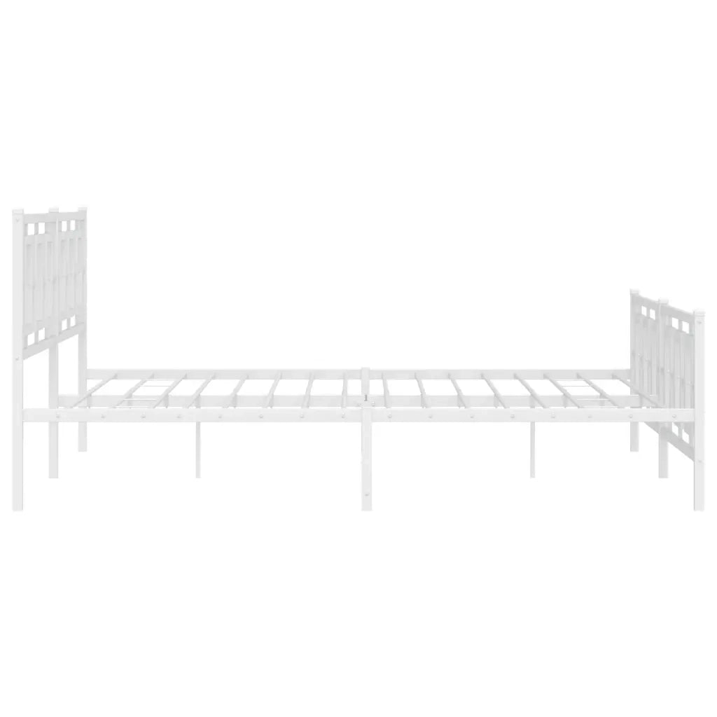 Giroletto con Testiera e Pediera-Struttura Letto Metallo Bianco 193x203 cm 227587