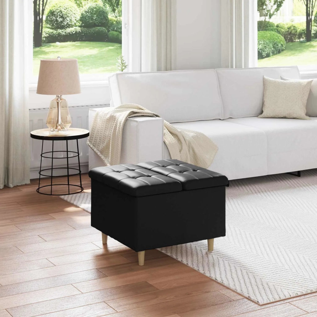 Pouf contenitore Nero 60 x 60 x 45 cm Pelle sintetica
