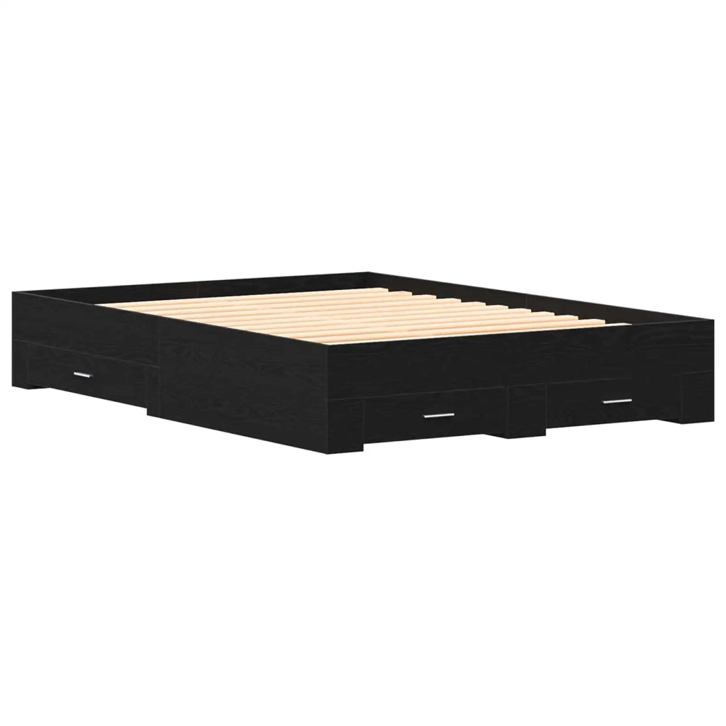 Struttura del letto Rovere Nero 160 x 200 cm Legno multistrato 3333965