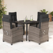 Set da Pranzo da Giardino 5 pz con Cuscini in Polyrattan Grigio 3212996