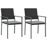 Sedie da Giardino con Cuscini 2 pz | Sedie da Esterno Nere 54x62,5x89 cm Polyrattan