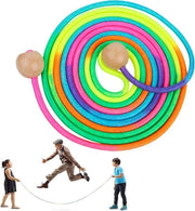 Tiro a spugna per più giocatori - 5 Metri - Bambini - Tiro a spugna per gruppi - Adulti - Regolabile - Manubrio di legno per pallone - 7 Colori - Arcobaleno