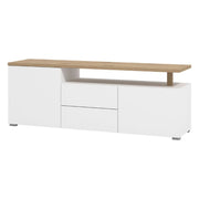 Melzo, Mobile Porta tv 2 Cassetti, 154x40x55.5h cm Bianco Opaco