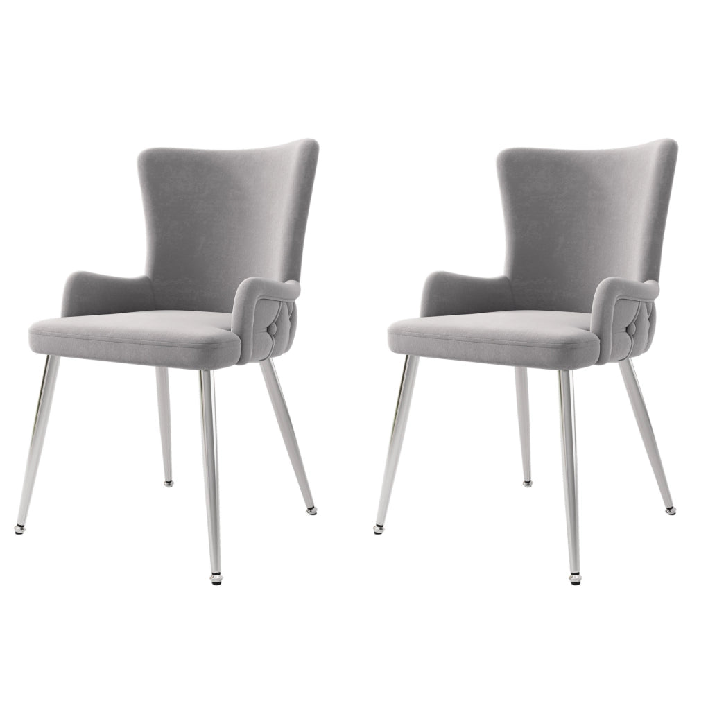 Set di 2 sedie 62.87x58.42x55.88 cm moderne; facile montaggio; velluto; grigio argento