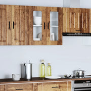 Pensile da Cucina con Porta in Vetro-Mobile Cucina da Parete Porto Legno Vecchio 519639