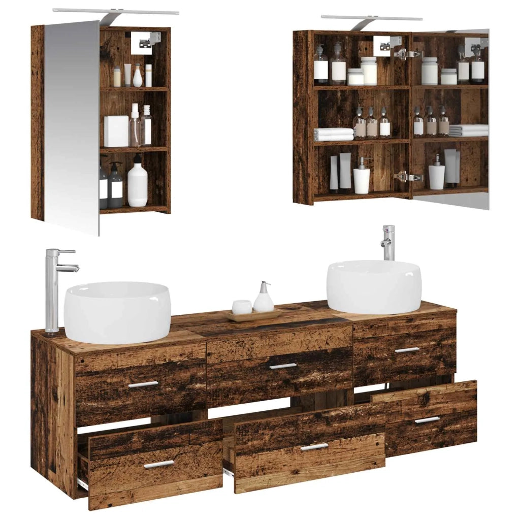 Set di mobili per il bagno 5 pcs Legno antico 3406997