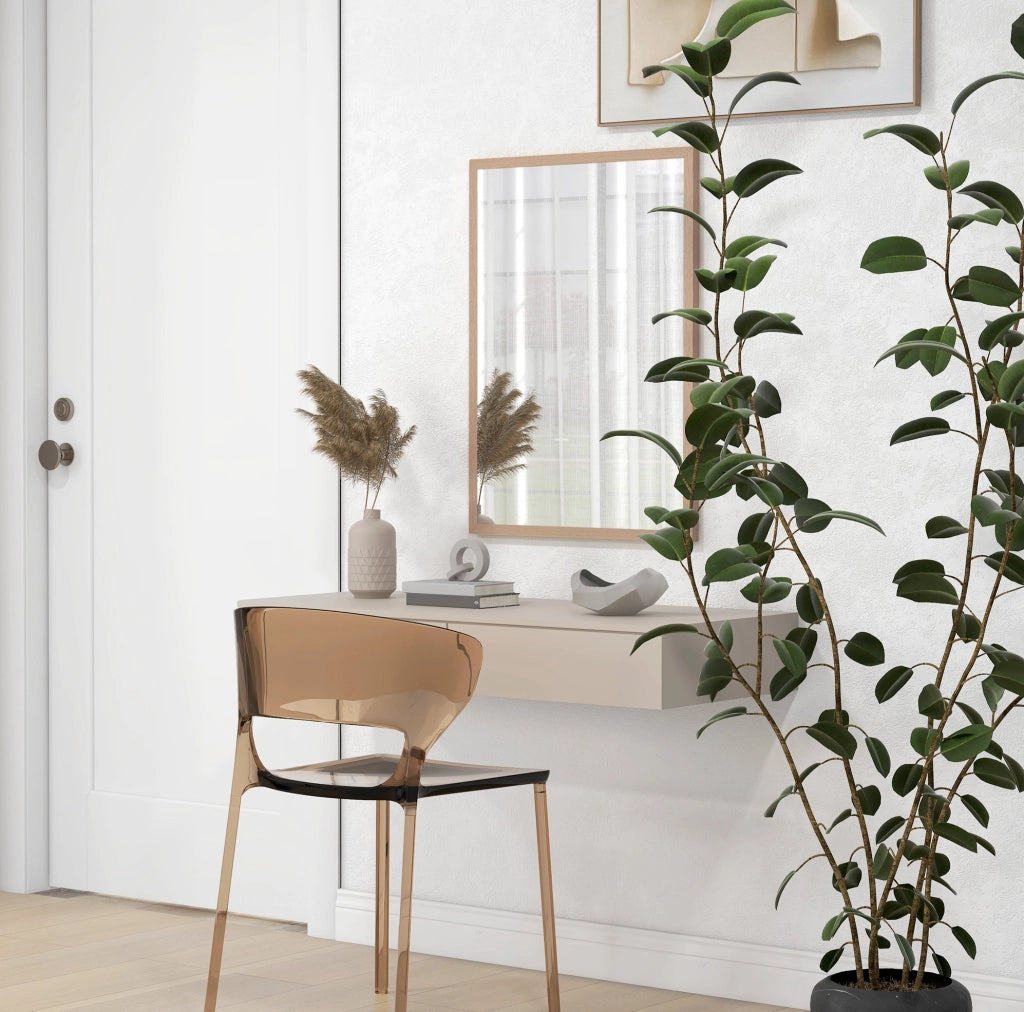Specchio da parete rettangolare con 4 ganci, cornice in MDF, 50 x 70
