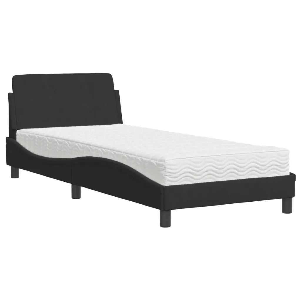 Letto con Materasso Dover Nero 90x200 cm in Velluto 3208333
