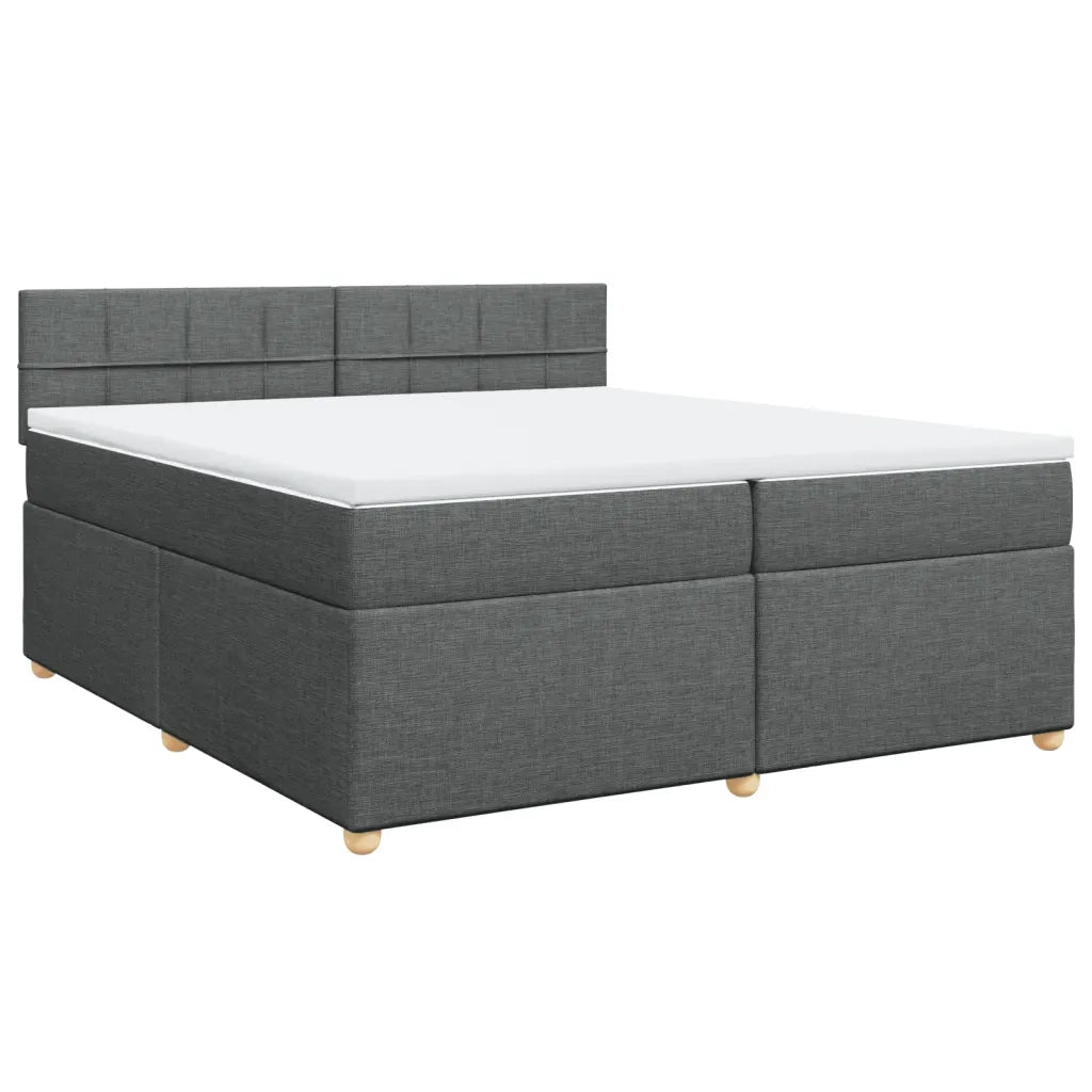 Giroletto a Molle con Materasso Grigio Scuro 200x200 cm Tessuto