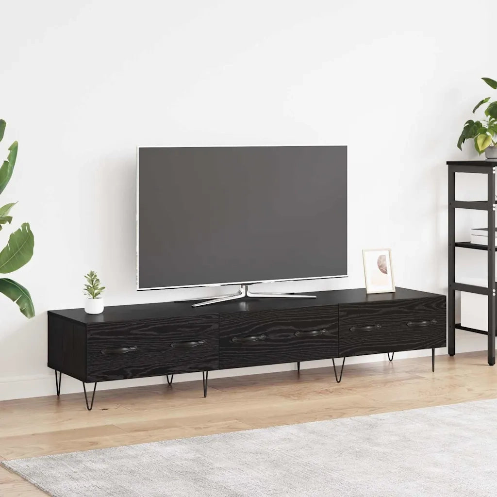 Mobile TV Rovere nero 150 x 36 x 30 cm Legno multistrato 882328