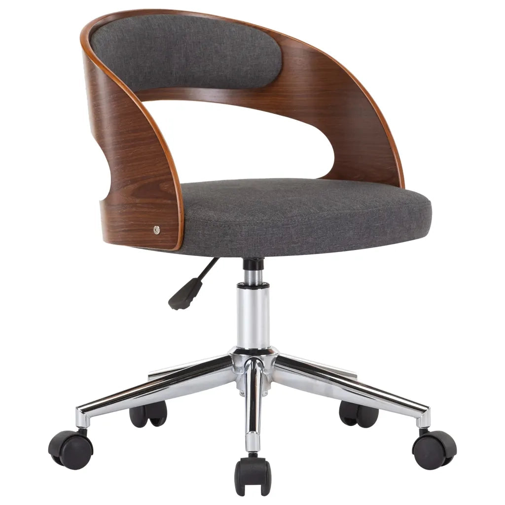 Sedia da Ufficio Girevole Grigia in Legno Piegato e Similpelle 3054846