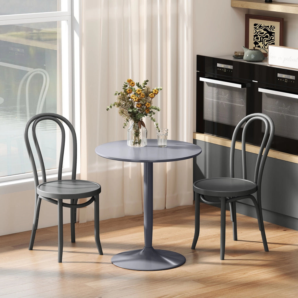 Tavolo da pranzo rotondo per 2 persone ¨C zephmum ¨C grigio, acciaio, 70x70x75 cm
