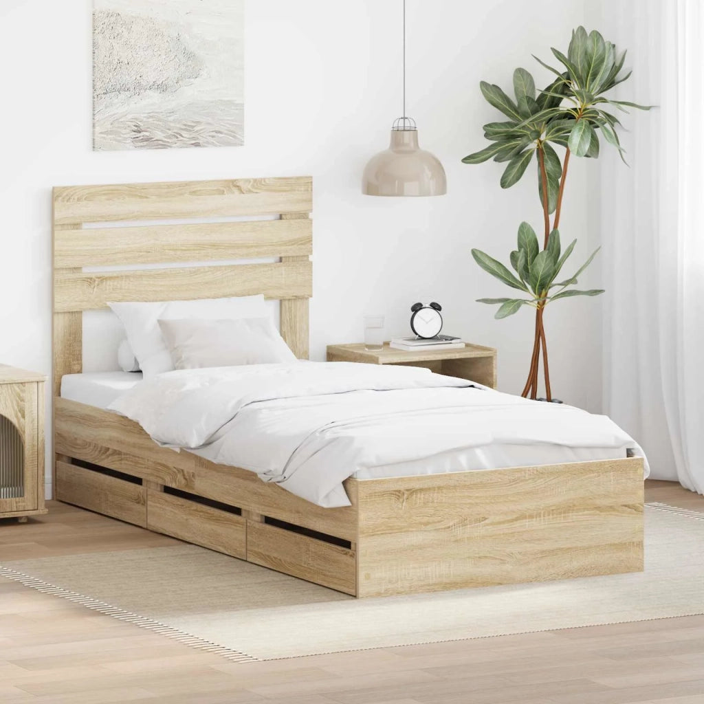 Struttura del letto con cassetto Rovere Sonoma 75 x 190 cm 3411540