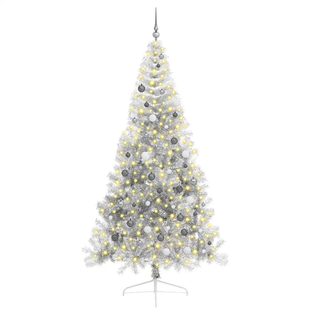 Albero di Natale artificiale con luci integrate Argento 240 cm 3397231