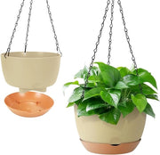 Insalata di 2 Vasi da Piante Sospesi Ø 20cm con Attaccapanni - Porta Piante per Interni ed Esterni - Verde - Vaso da Piante essenziale - Vasi da Piante Sospesi con Attaccapanni - Interni ed Esterni - Verde 20cm