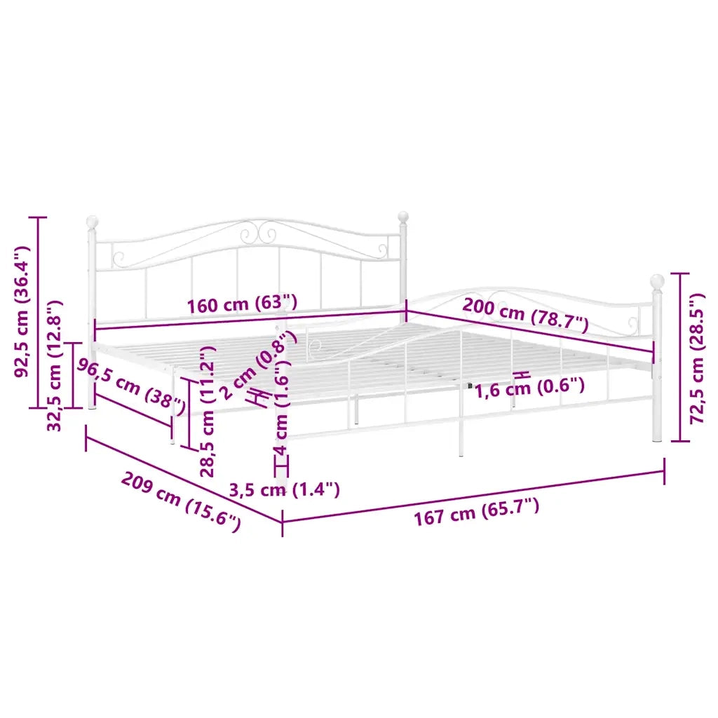 Giroletto-Struttura Letto Bianco in Metallo 160x200 cm 535089