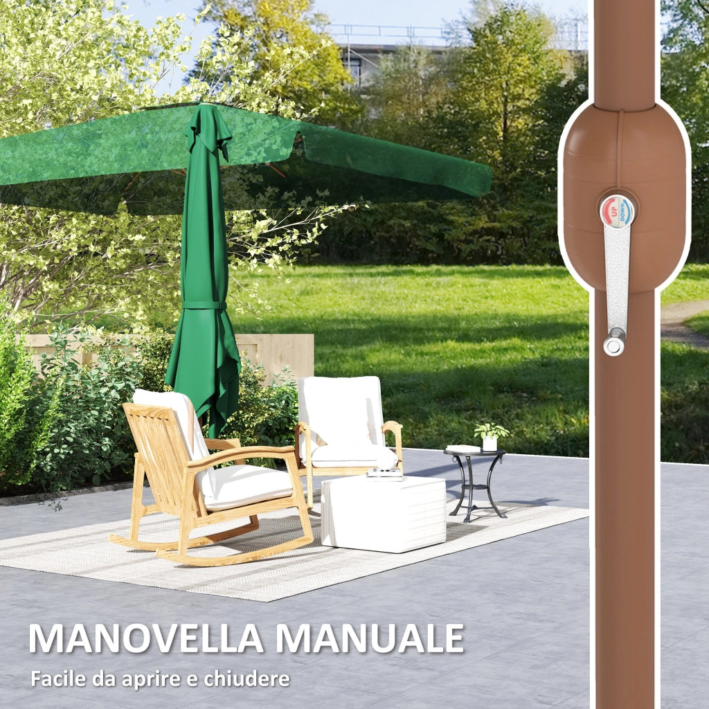Ombrellone da Giardino 300x200x235H cm Inclinabile e Anti UV 50+ Verde