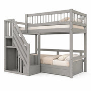LETTO singolo con scala contenitore 90x200 cm legno grigio