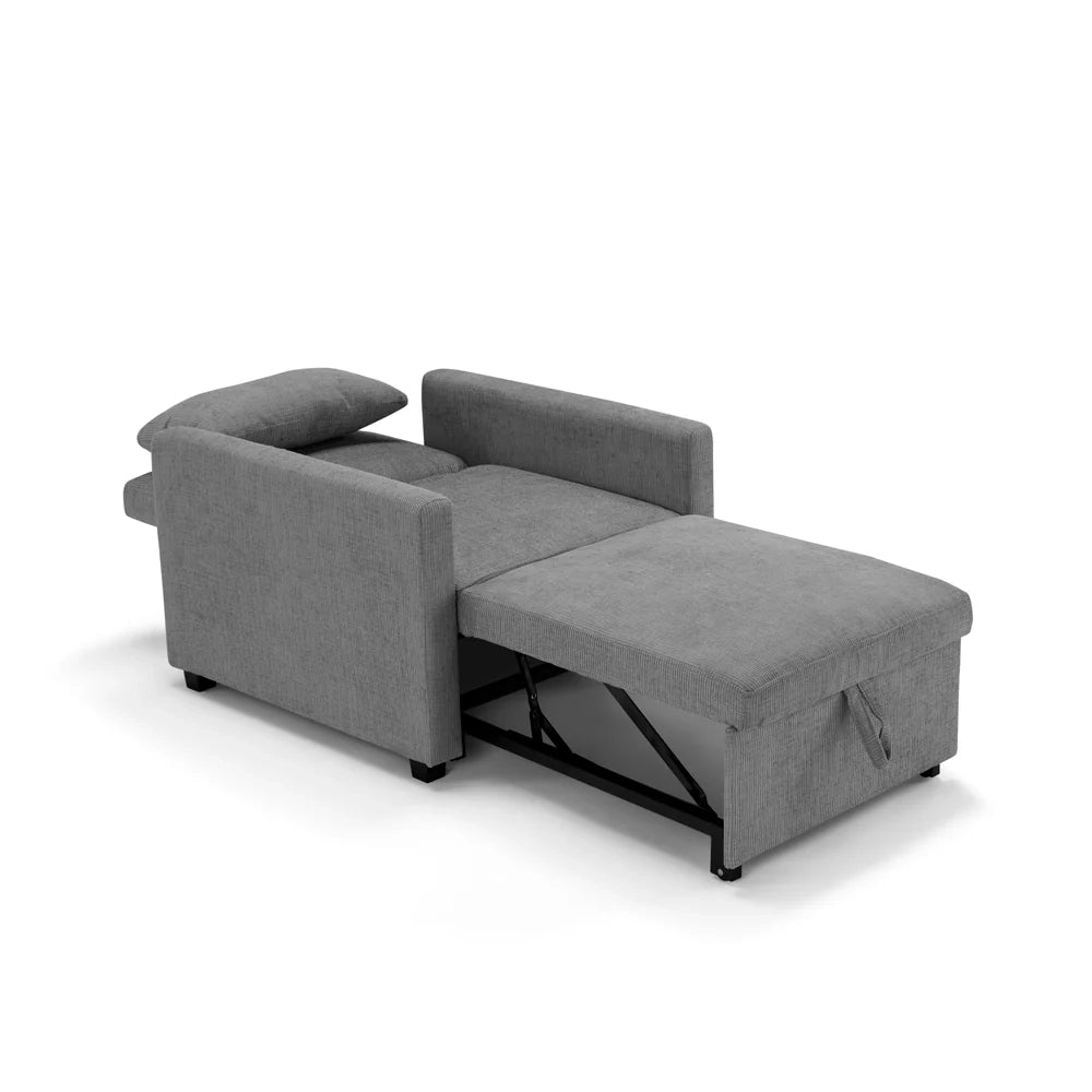Poltrona letto modello AMALFI con 1 cuscino, massima imbottitura, design adatto per ambienti classici e moderni, colore Grigio