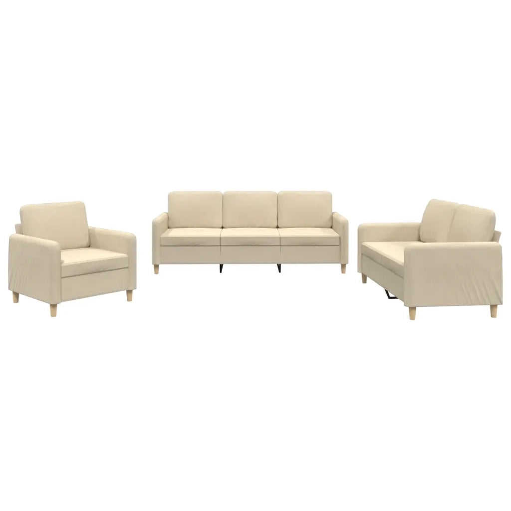 Set di Divani 3 pz con Cuscini Crema in Tessutocod mxl 83274