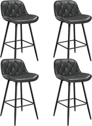 Sgabelli cucina, Sgabelli Bar con Schienale Sedia da Cucina con Poggiapiedi Sgabello Alto Imbottito Sedia in PU vintage con Gambe in Metallo per Bistrot Pub Sala da Pranzo, Antracite