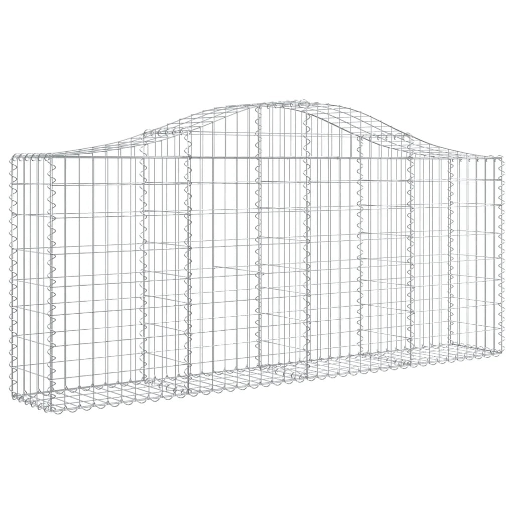 Cestini gabbioni recinzione a gabbia muro di contenimento ad arco 10 pezzi 200 x 30 x 80/100 cm ferro zincato argento 02_0040232