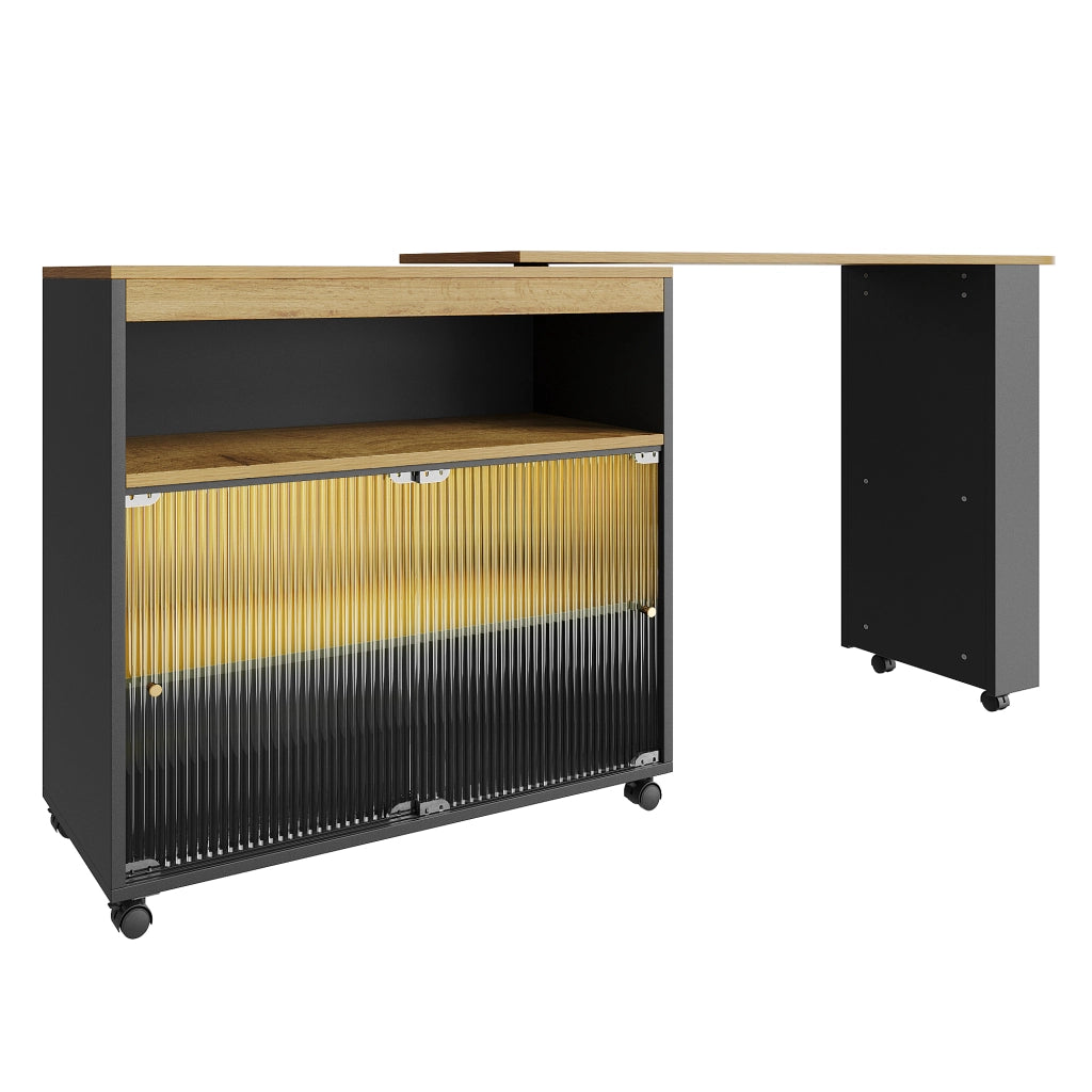 Tavolo Bar Allungabile con Vano ¨C MINIMAL ¨C Nero, 138-204x39x105 cm