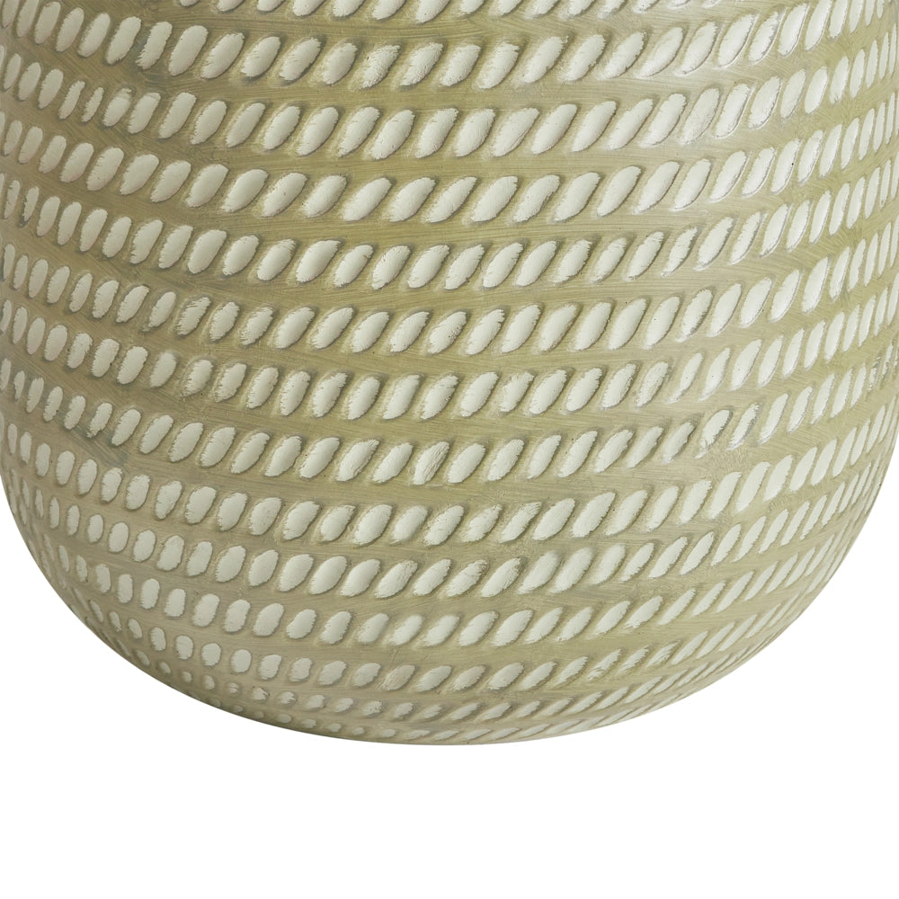 Vaso rotondo per piante in fibra di argilla con motivo in rilievo verde ⌀ 27 cm giardino terrazzo