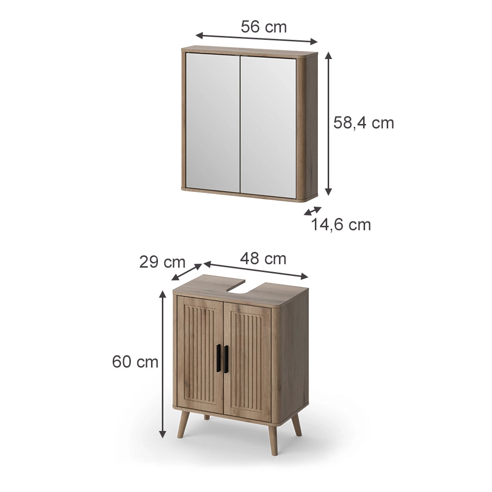 Set mobili bagno Skara Rovere 2 parti Vicco