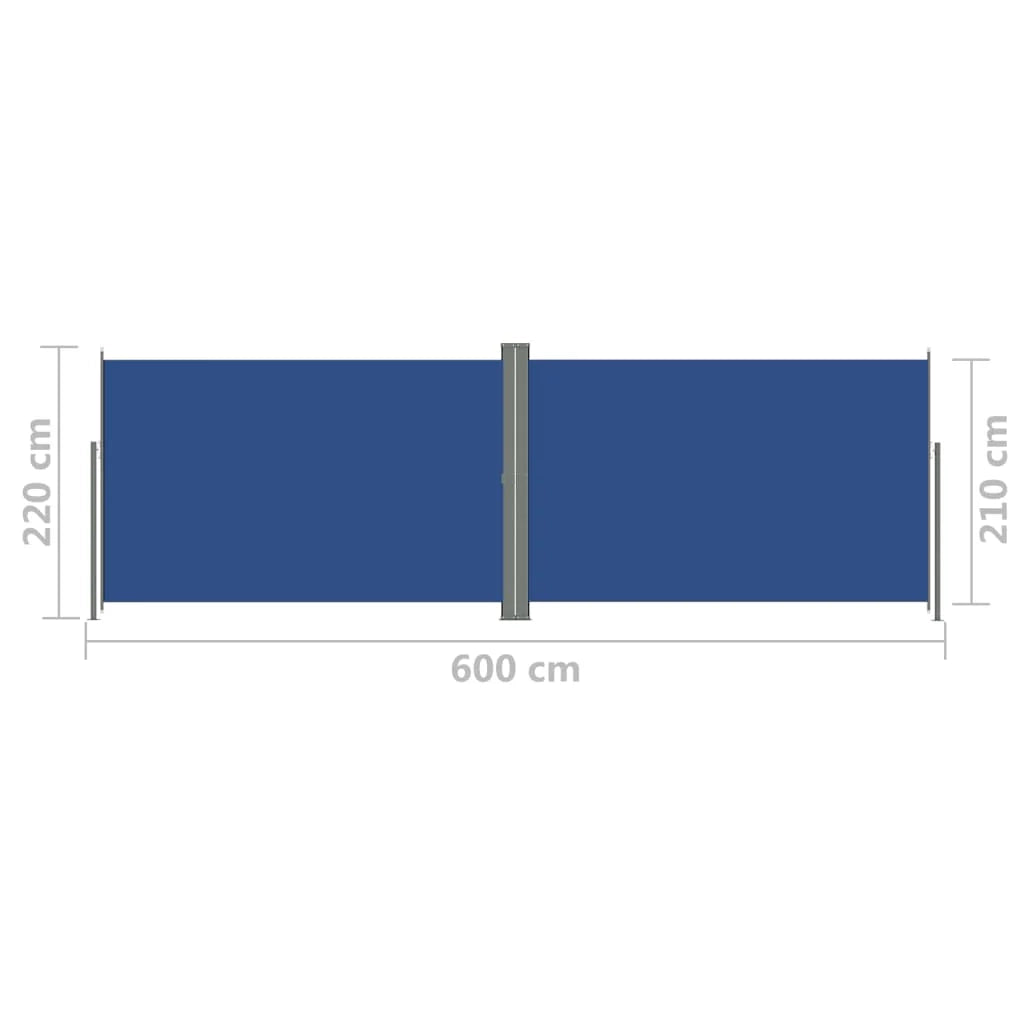 Tenda da sole laterale retrattile/schermo privacy per patio giardino terrazza balcone schermo blu 220 x 600 cm 02_0007151