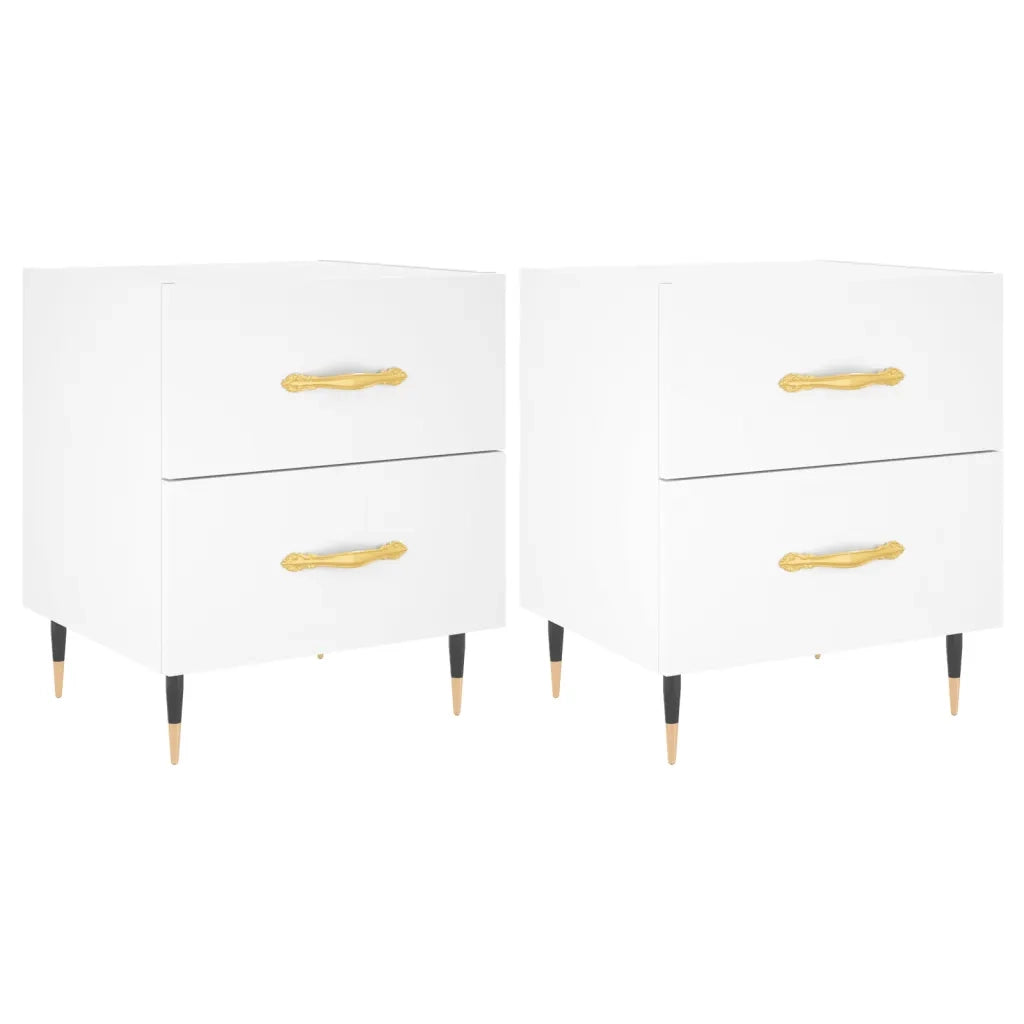 Comodini 2 pz-Set di 2 Tavolino da notte Bianchi 40x35x47,5 cm in Legno Multistrato 260423