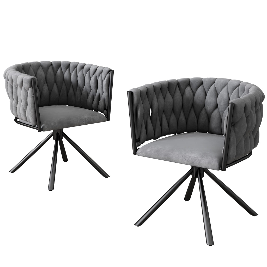 Poltrona Girevole in Velluto ¨C MINIMAL ¨C Grigio, Gambe in Metallo