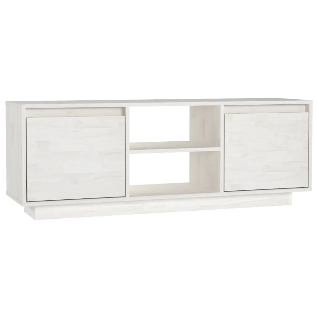 Mobile Porta TV Bianco 110x30x40 cm in Legno Massello di Pino 809901