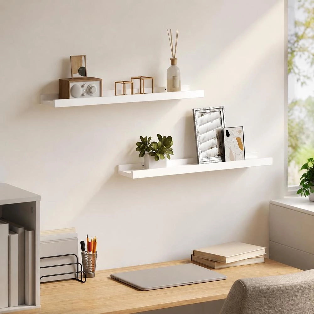 Picture Ledges, 2 Pieces, White, 60x9x3 Cm, MDF