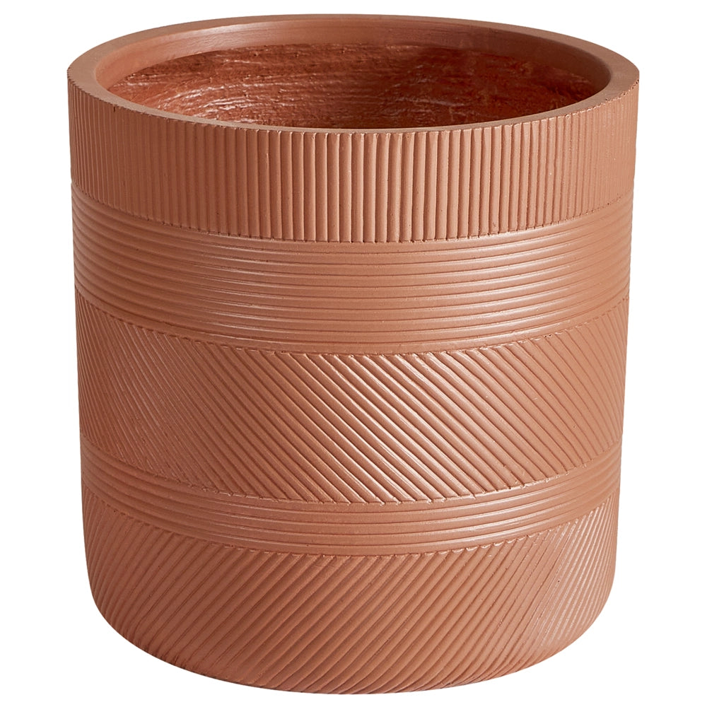 Vaso rotondo per piante in fibra di argilla con motivo a rilievo marrone dorato ⌀ 31 cm terrazzo giardino esterno