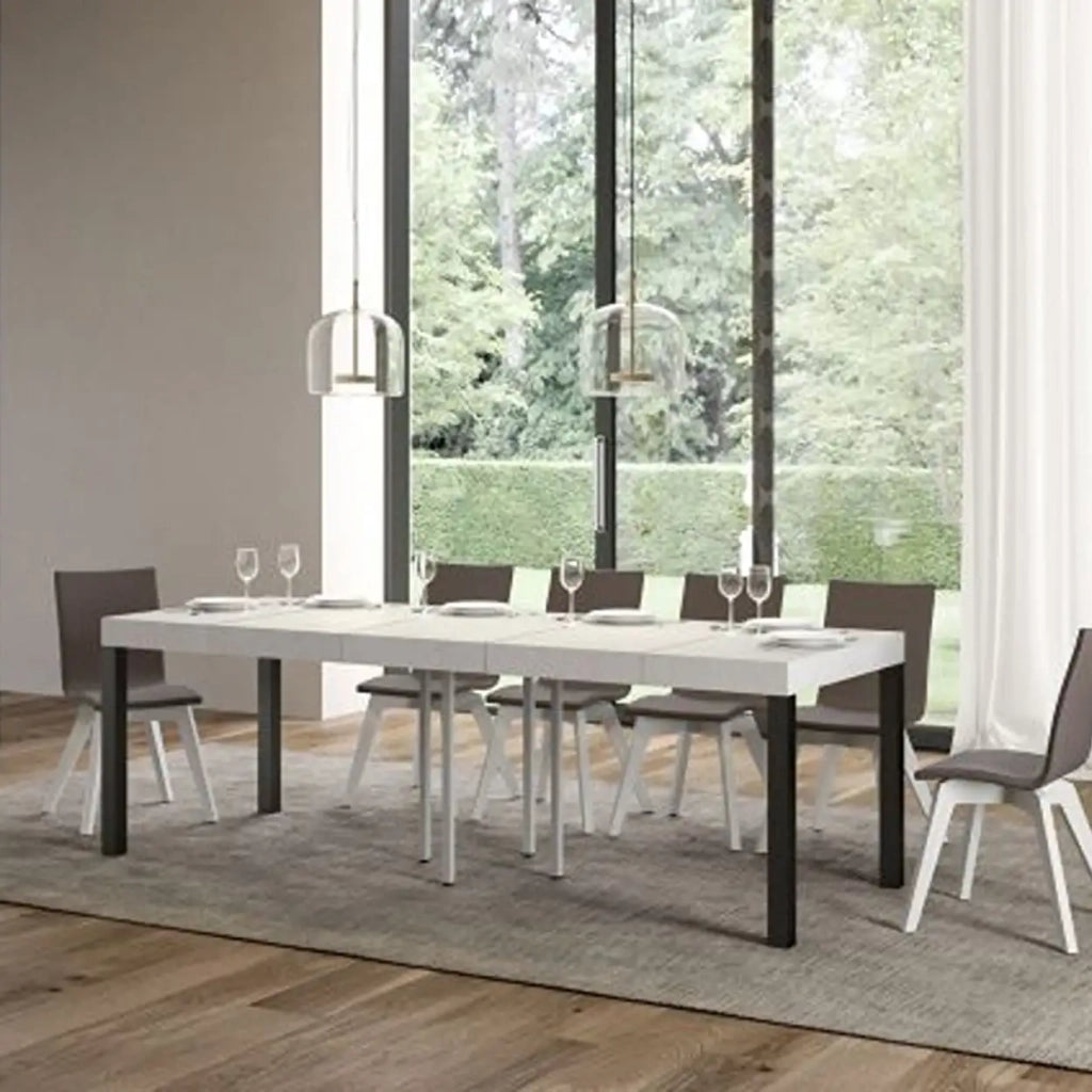 Tavolo allungabile 90/246x90 cm Everyday Premium colore bianco frassino gambe antracite