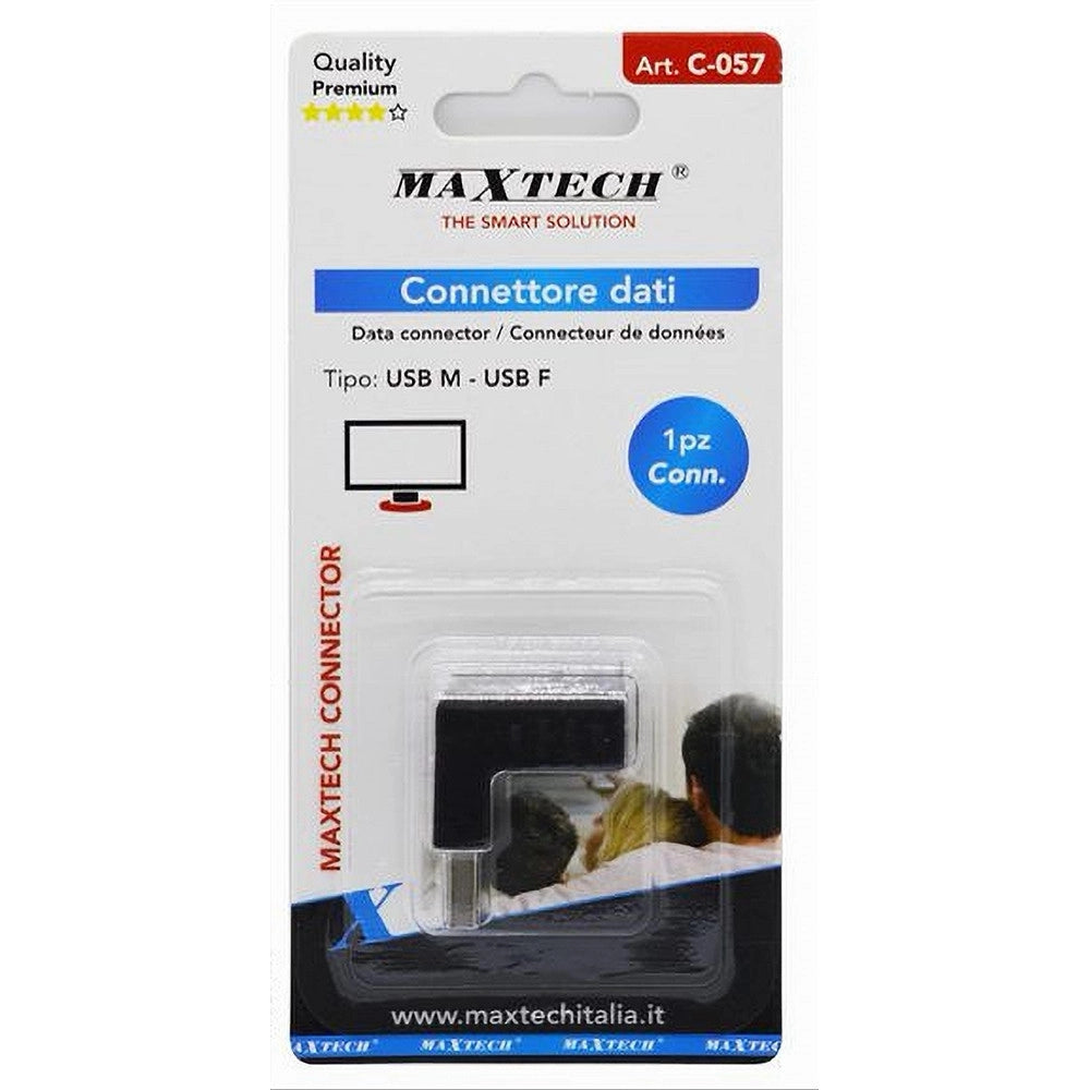 Trade Shop - Connettore Dati Adattatore Usb Maschio- Usb Femmina Ad Angolo 90° Prolunga C-057 -