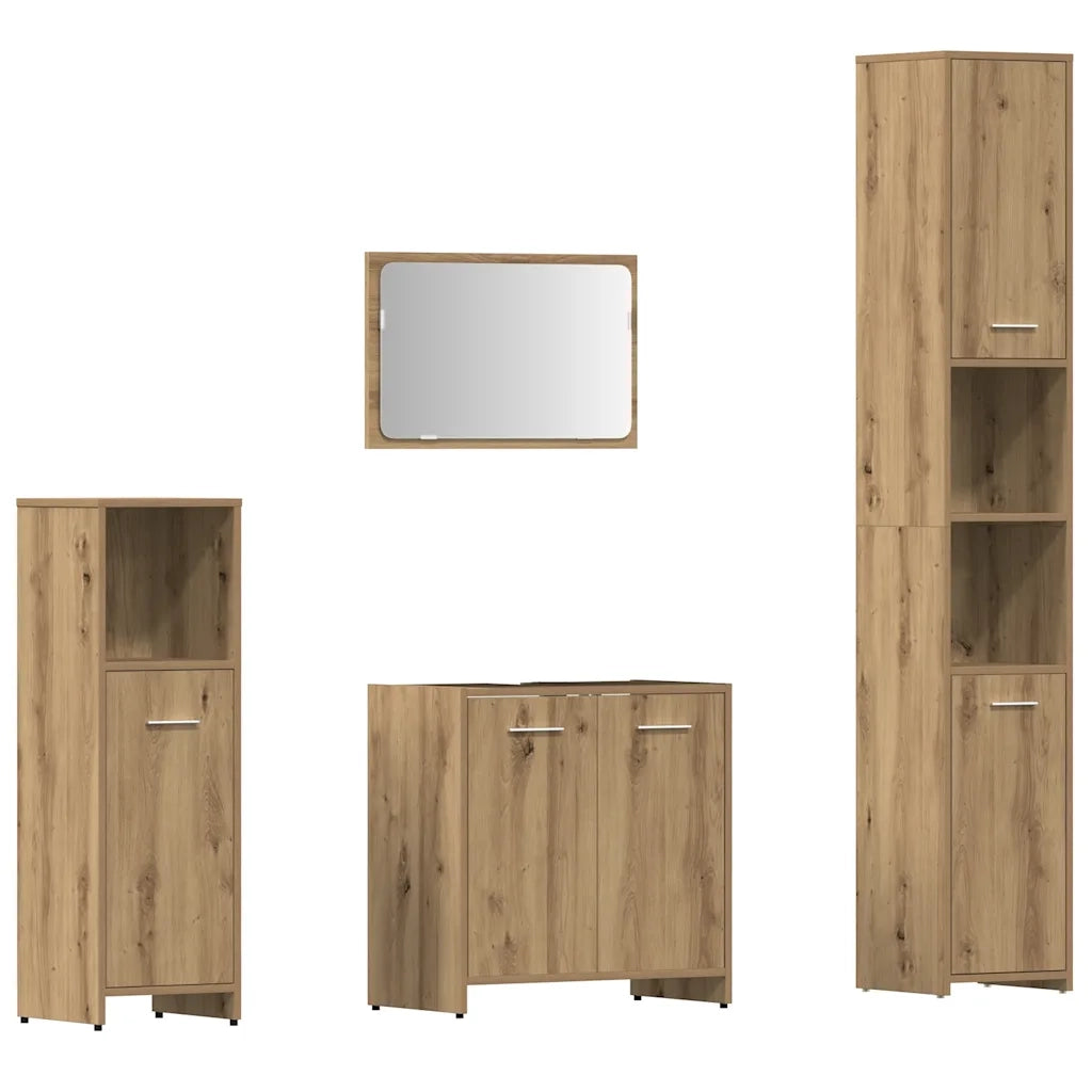 Set Mobili da Bagno 4 pz Rovere Artigianale Legno Multistrato