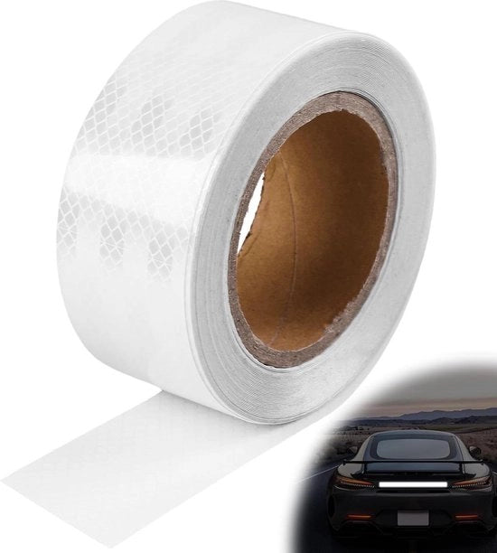 Nastro riflettente autoadesivo - 15 metro x 5 cm - bianco - impermeabile - per bicicletta e auto.
