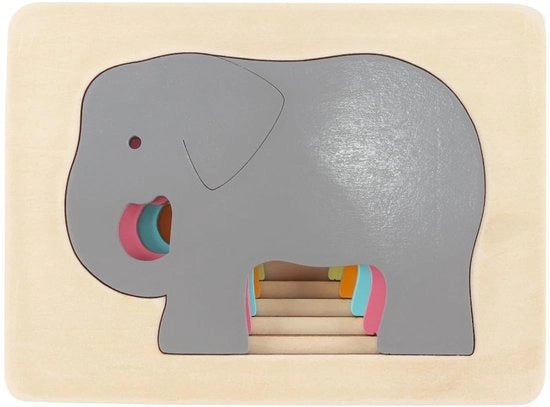 Puzzle a Scatola con Disegno di Elefante in Legno per Gioco Educativo