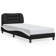 Letto singolo | Letto per adulti | Giroletto senza Materasso Hvar Nero e Bianco 80x200 cm in Similpelle