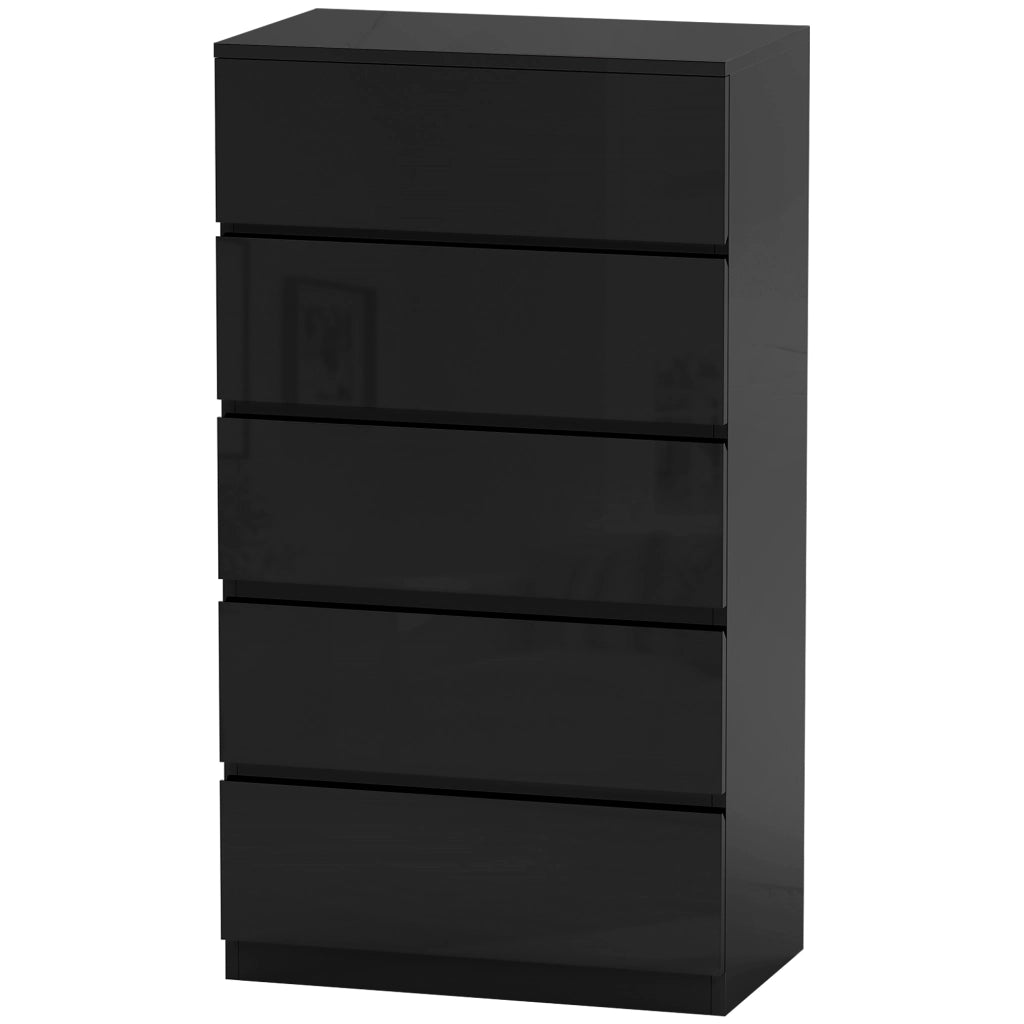 Cassettiera 5 Cassetti Moderna per Camera Dormitorio Soggiorno Ingresso ¨C Minimal ¨C Nero 55x34x100 cm