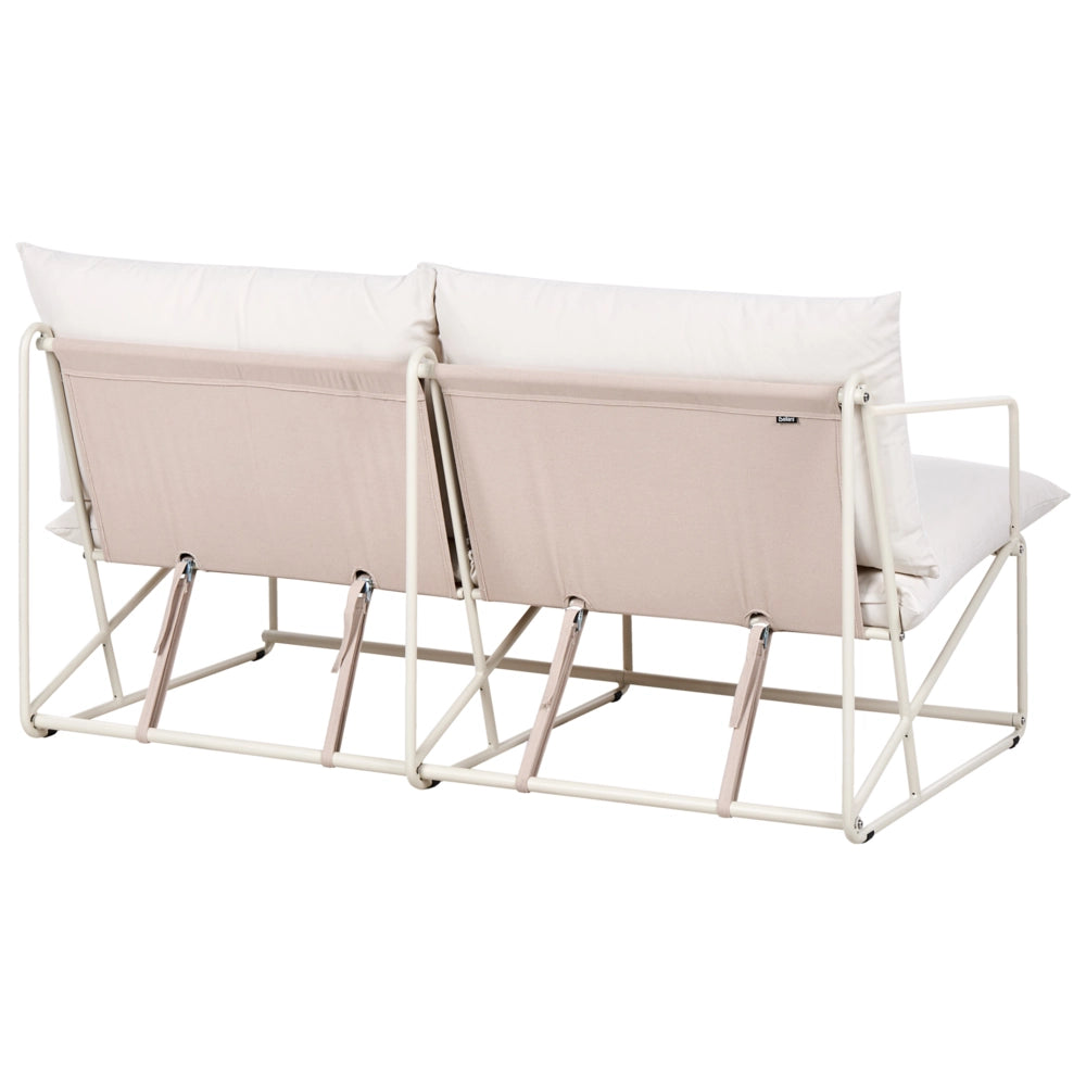 Divano basso oversize in metallo con cuscini schienale e seduta Arredamento da interno ed esterno senza braccioli da giardino beige chiaro