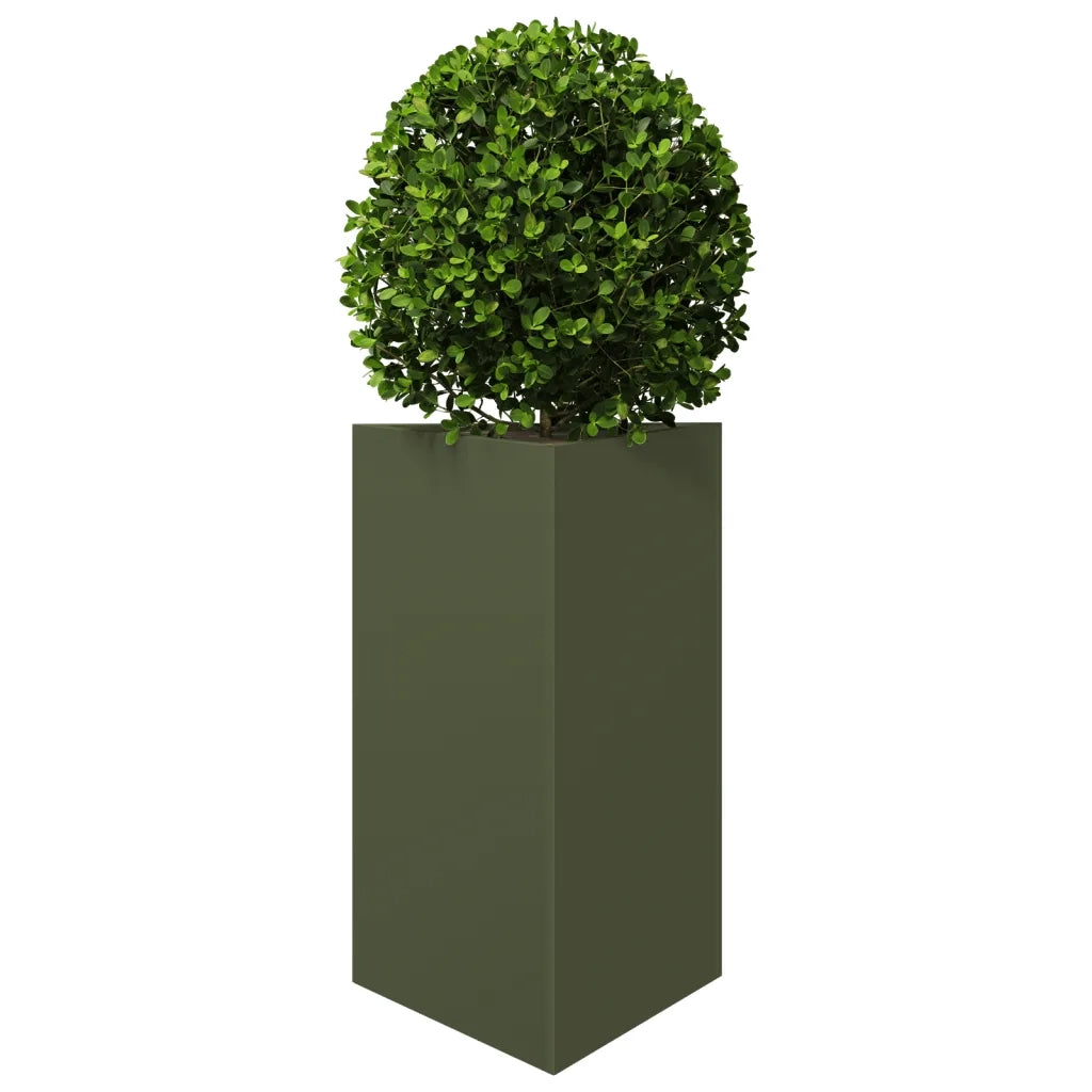 Fioriere 2 pz Verde Oliva Triangolari 50x43x75 cm in Acciaio