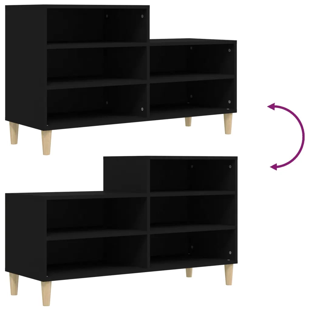 Scarpiera-Scaffale per scarpe Nera 102x36x60 cm in Legno Multistrato 127329