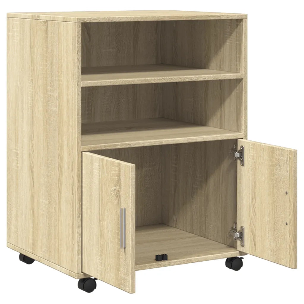 Mobiletto con Ruote Rovere Sonoma 60x48x81 cm in Truciolato 853166