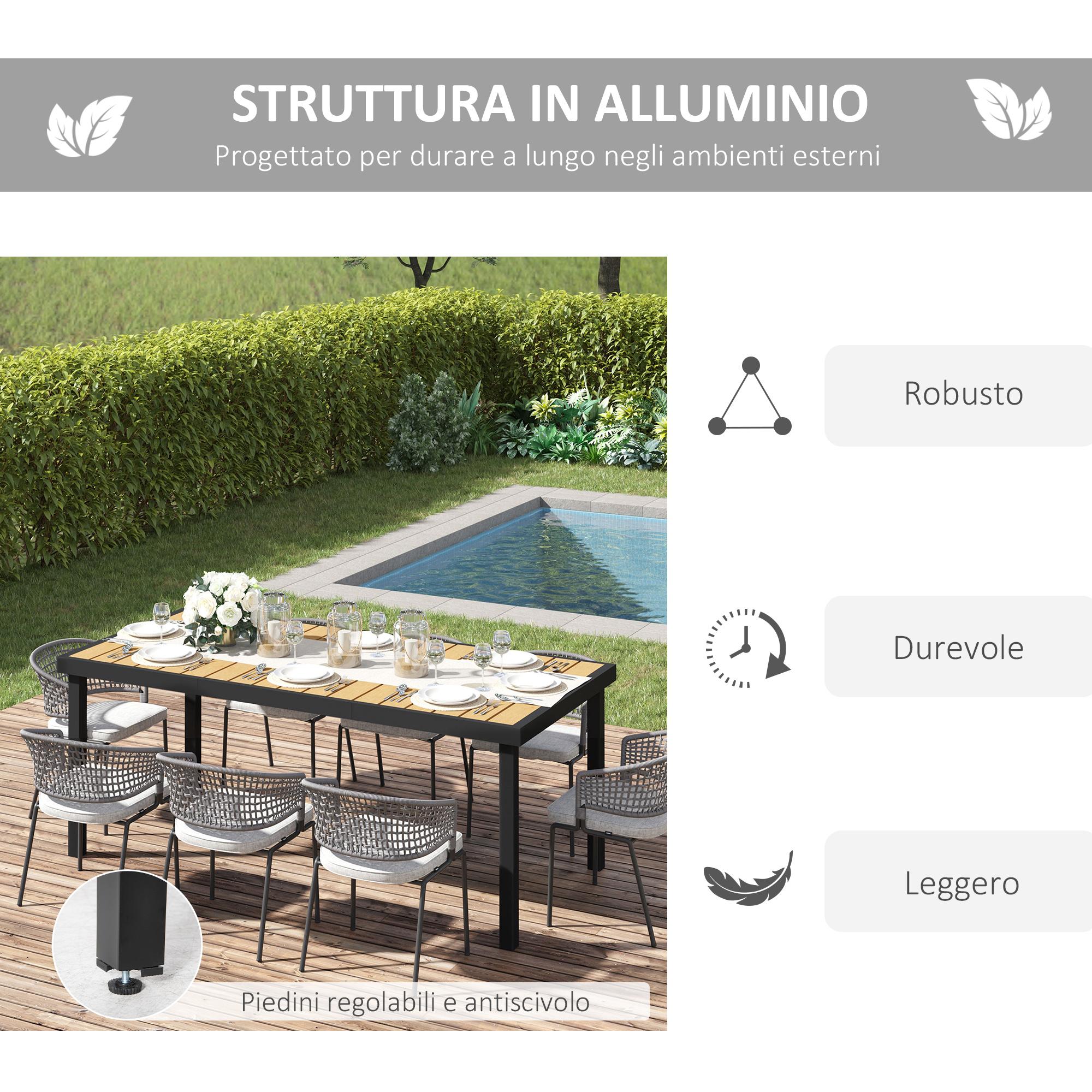 Tavolo da Giardino 190x90x74 cm in Alluminio e Plastica Nero